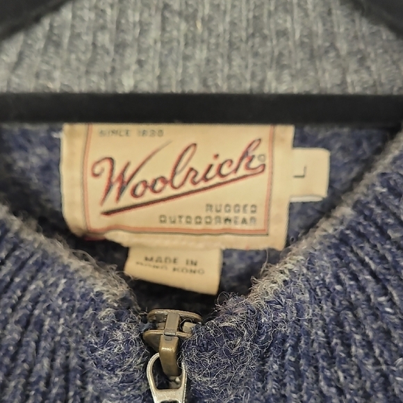 Woolrich Mens Wool 1/4 Zipper Sweater Size L Navy Blue Outdoor Warm Winter - Picture 5 of 11